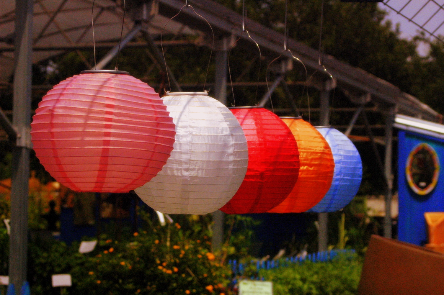 Paper lanterns at a pond shop